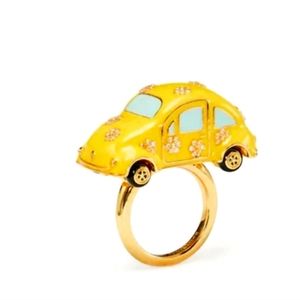 Kate Spade yellow vw bug car ring size 7